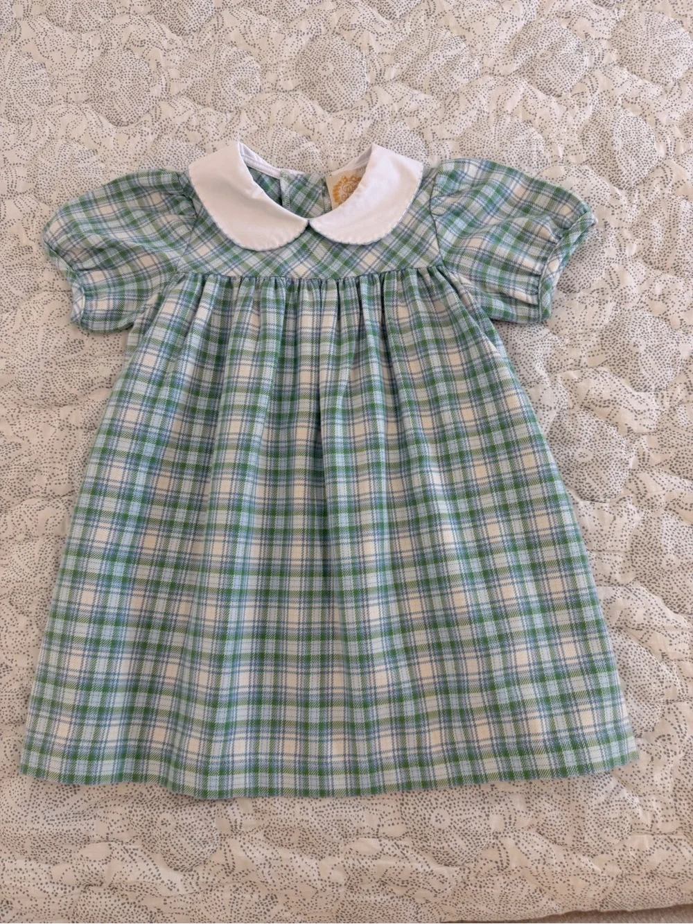 Classic Peter Pan Collar Plaid Dress in Green & Blue NWOT